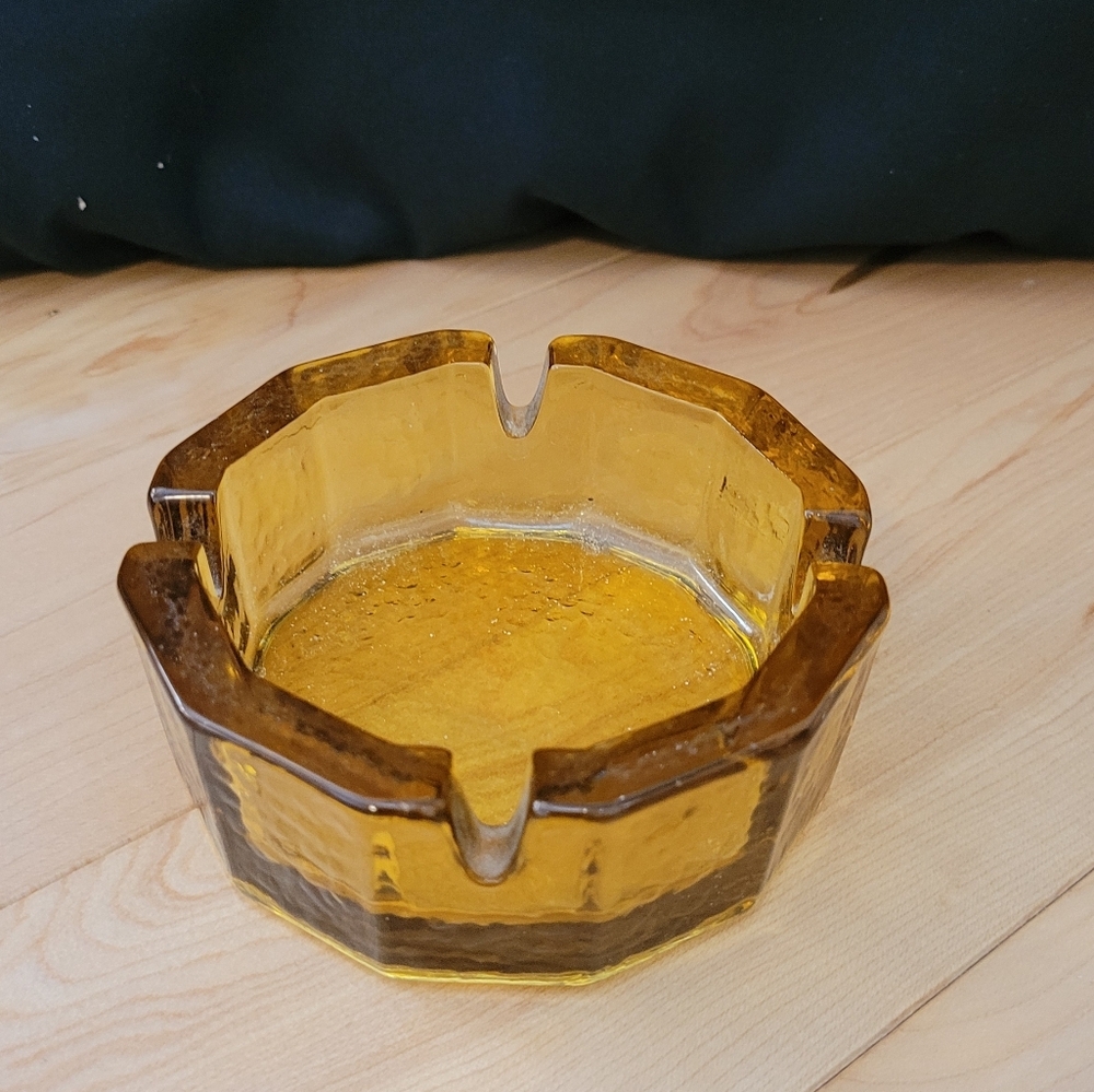 Vintage Blenko Amber Glass Ashtray